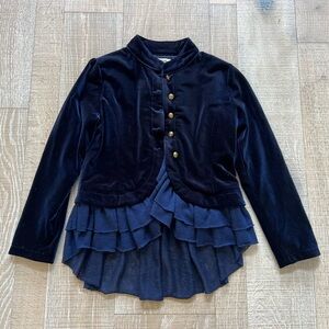 Joyfolie Navy Velvet Velour Kids raffle Blazer size 8